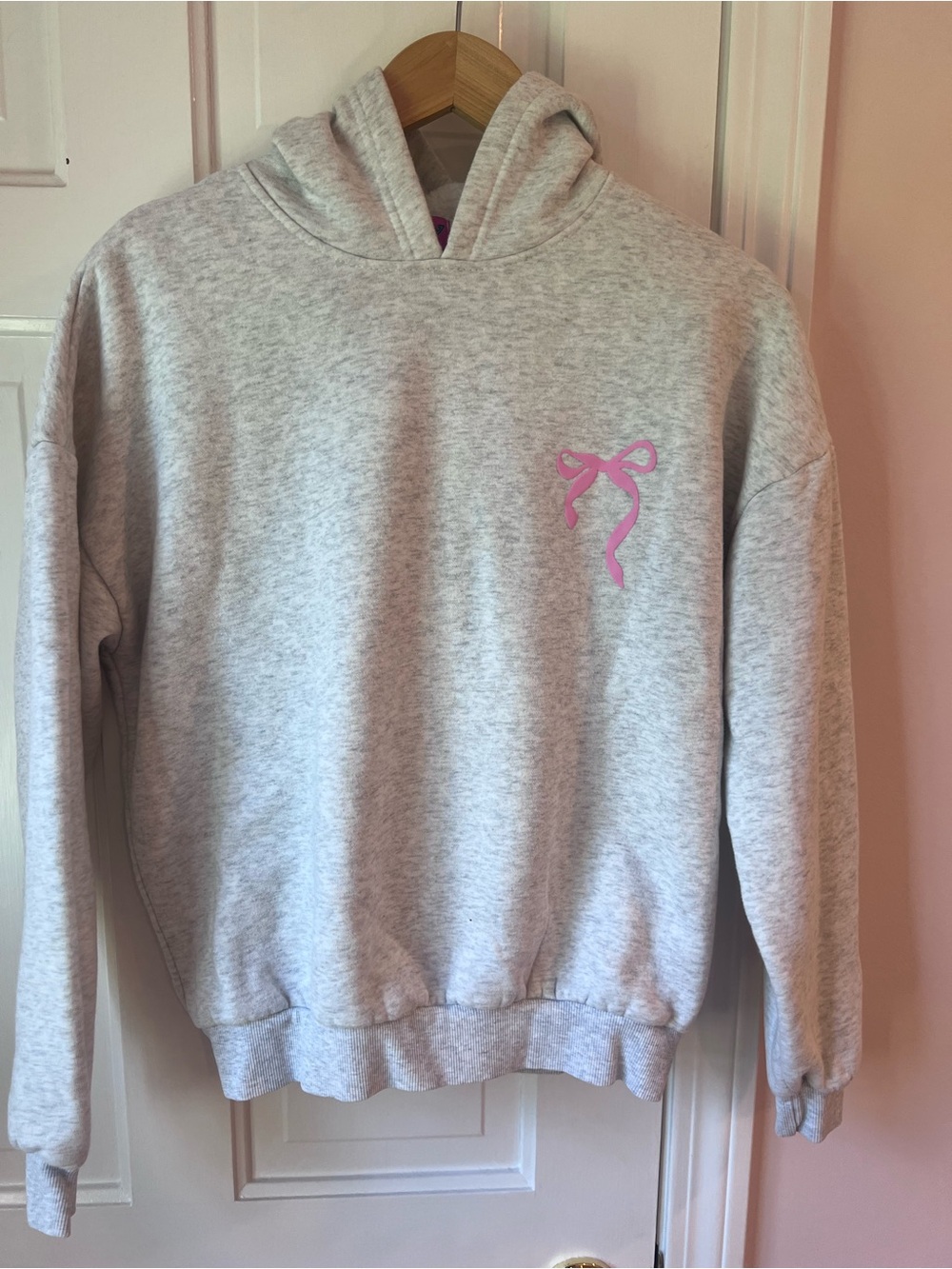 🎀 Edikted Sasha Bow Detail Hoodie – Gray Melange – Size XS